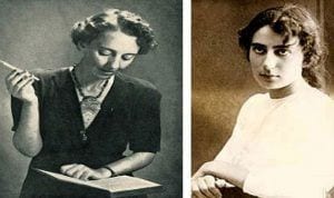 דיוקנאות היסטוריים של המשוררות רחל ולאה גולדברג, זו לצד זו